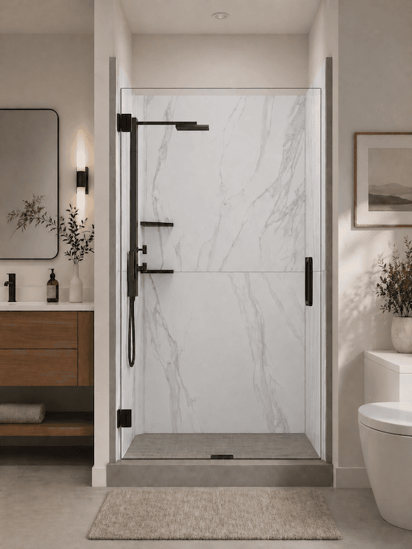 Calacatta Gray installed in a shower surround