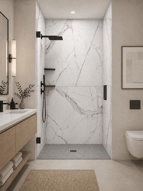 Calacatta Royale installed in a shower surround