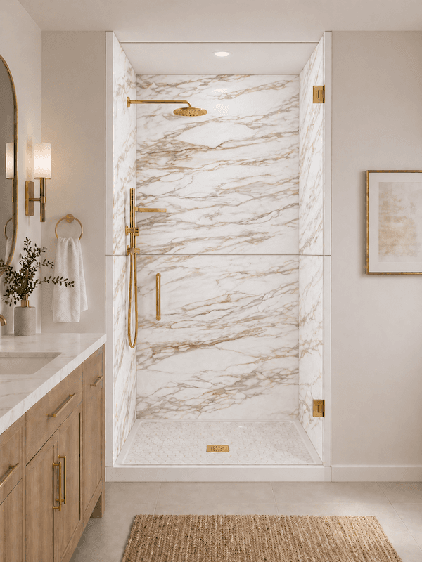 Macchia Vecchia installed in a shower surround