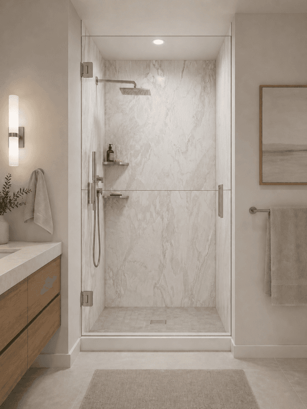 Mont Blanc installed in a shower surround